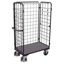 Variofit Vysoký policový vozík se 3 mřížovými bočnicemi, do 400 kg, 1 police, 1178 x 104 x 52,5 cm, šedý Manutan