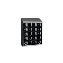 Malow Svařovaná skříň na osobní věci Olaf s průhlednými dvířky, 20 boxů, cylindrický zámek, šedá/antracit Manutan