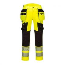 Kapesní kalhoty DX4 Hi-Vis s kapsou na zip, černá/žlutá, normální, vel. 28, Manutan