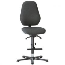 Pracovní laboratorní židle Bimos Basic 9136 s kluzáky, s podnožkou, synchronní mechanismus, látka, vysoké opěradlo, černá, Manutan
