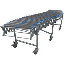 Nůžkový dopravník s plastovými válečky, šířka 500 mm, 44 os Manutan