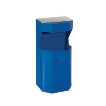 Kovový venkovní odpadkový koš Chafer s popelníkem, objem 50 l, modrý Manutan
