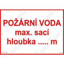 Požární voda max. sací hloubka m, plast 420 x 297 x 2 mm A3, Manutan