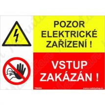 Pozor elektrické zařízení, plast 210 x 148 x 2 mm A5, Manutan