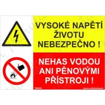 Vysoké napětí životu nebezpečno, plast 297 x 210 x 0,5 mm A4 Manutan
