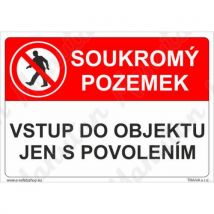 Soukromý pozemek vstup do objektu jen s povolením, plast 297 x 210 x 0,5 mm A4 Manutan