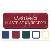 Návštěvníci hlaste se na recepci, samolepka 200 x 70 x 0,1 mm, průhledná modrá, Manutan