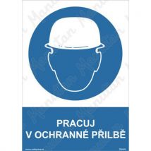 Pracuj v ochranné přilbě, plast 148 x 210 x 2 mm A5, Manutan