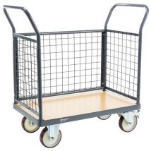 Carro industrial 3 respaldos rejilla - 996x513 mm 500 kg ruedas PU - 10 años garantía - Manutan Expert