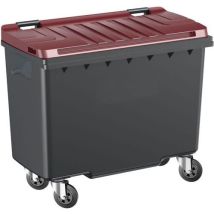 109.8cm Alto 200kg Carga Máx. - 84% Reciclado Ecológico - Contenedor móvil 500L Rojo/Gris - Sulo