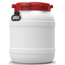 Homologado UN-X - Polietileno - Alimentario - Con Asas - Barril 55L Blanco Rojo con Gran Apertura - Curtec