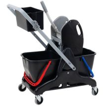 Carro de Limpieza con Escurridor 30L Negro - 2 Cubos - Ecológico y Ergonómico - Manutan Expert