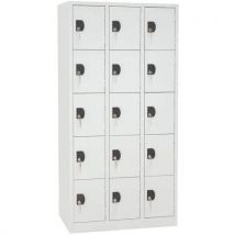 Manutan Expert - Taquilla con 15 casilleros gris/gris - 900 mm de ancho - cerradura con llave