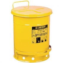 Justrite - Cubo de basura amarillo para desechos de ace
