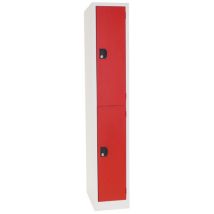 Taquilla 2 Puertas Gris/Rojo - Acero - 180x315x50 cm - Con Llave - Montada - Manutan Expert
