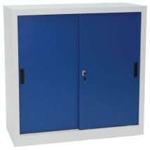 Manutan - Armario con puerta corredera en gris/azul 2000 x 450 x 1000 mm (altura x profundidad x anchura).