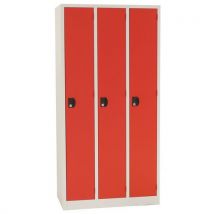 Manutan - Taquilla 1 puerta/3 columnas 900x500x1800 mm gris/rojo