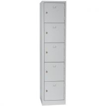 Manutan - Taquilla con 5 casilleros gris/gris - 400 mm de ancho - con candado