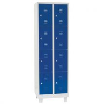 Manutan - Taquilla de varios compartimentos/patas a=300/2 columnas 4 casilleros/azul
