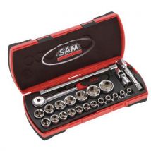 SAM - Estuche 23 llaves de vaso y accesorios 1/2