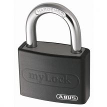 Abus - Candado con llave de aluminio con funda negra cémenté