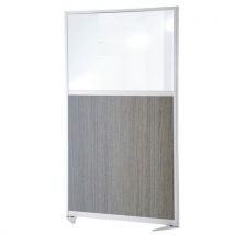 Ligne M - Pantalla cristal melamin/roble perfil blanco al150xan80cm