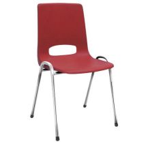Silla monocasco con estructura cromada y casco en burdeos - Manutan