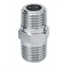 Conector Doble Rosca Macho 1/4 x 3/8 - Latón Cromado - Uso Neumático - Prevost