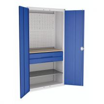 Bott - Armario 1 balda 2 cajones 105x55x200cm gris/azul