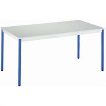Manutan - Mesa de reuniones 130 x 65 superficie gris/patas azules