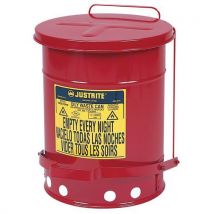 Justrite - Cubo de basura rojo para desechos de ace