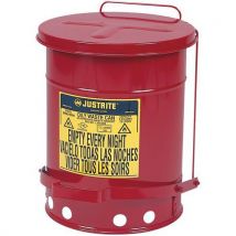 Justrite - Cubo de basura rojo para desechos de ace
