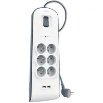 Belkin - Multitoma antirrayos 6 tomas 650 julios blanco y gris