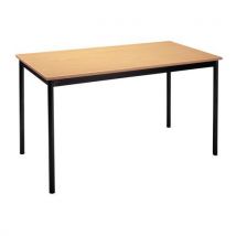 Mesa de reuniones 140 x 70 haya patas redondas negras - Manutan