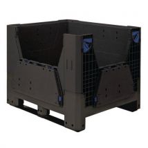 790 L 500 kg carga máx. 2 patines PE reciclado Negro - Caja palé Klapa plegable - UTZ