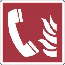 Panel teléfono en caso de incendio 200x200-adhesivo - Manutan
