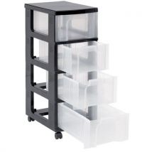 Really Useful Products - Torre clasificadora negra con 4 cajones de 12 nsparents