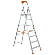 Manutan - Escalera profesional de 7 peldaños de aluminio