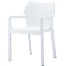 Furnitrade - Silla apilable diva con reposabrazos / blanca