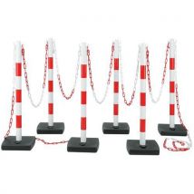 Novap - Poste con base para lastre + 12m cadena 8mm rojo/blanco