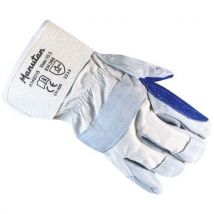 Manutan - Guantes de mantenimiento cuero t105 beis/azul