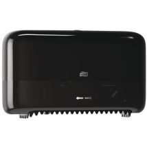 Tork - Dispensador Papel Higiénico Negro Doble T7 - Plástico - 2 Rollos - Ventana Nivel
