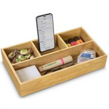 Organizador Multiusos Bambú Haya - 4 Compartimentos - 33x20.3x6cm - Reciclable - CEP