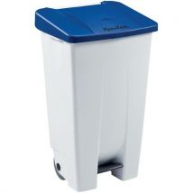 Manutan - Cubo de basura móvil con pedal 120 l blanco/azul - manutan