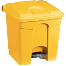 Cubo de basura con pedal 30 L Amarillo - Plástico Agroalimentario Ruedas APPCC - Manutan Expert
