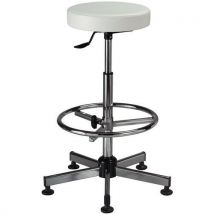 Taburete blanco laboratorio con reposapiés ds - Manutan