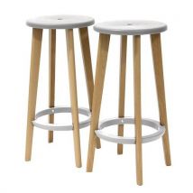 Paperflow - Taburetes woody pata haya asiento blanco