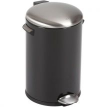 EKO - Belle deluxe de 12 l cubo de basura con pedal negro/de acero inoxidable mate
