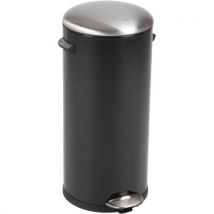 EKO - Belle deluxe de 30 l cubo de basura con pedal negro/de acero inoxidable mate