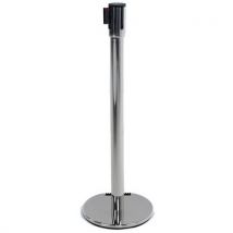 Manutan - Poste cromado con correa roja 5 m base con ruedas cromada